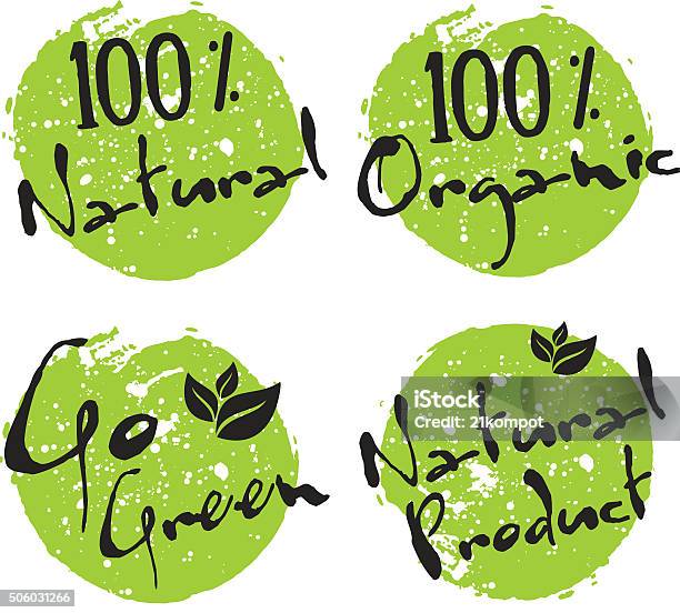 Eco Icon Vector Bio Sign On Watercolor Stain With Spots Stock Illustration - Download Image Now