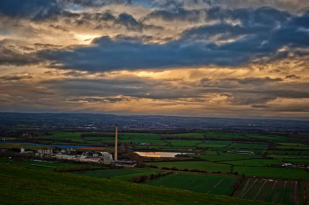 istock Spectacular sunrise - view from White Horse - Westbury UK 506035572