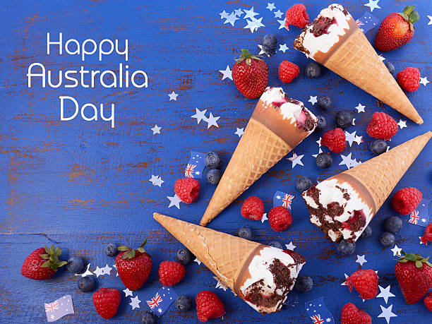 istock Happy Australia Day party ice cream cones. 506037524