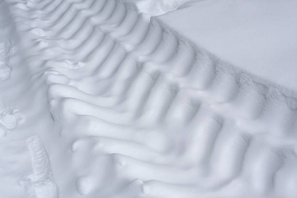 istock Truck tire tracks on snow. 506037556