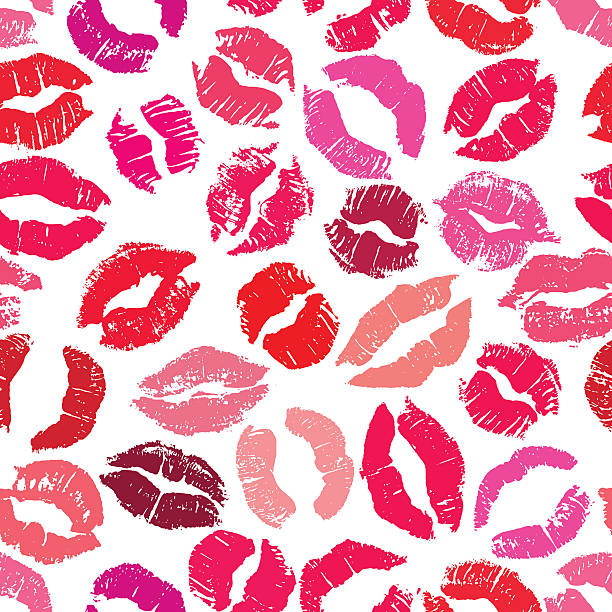 stockillustraties, clipart, cartoons en iconen met seamless pattern with lipstick kisses. - kiss