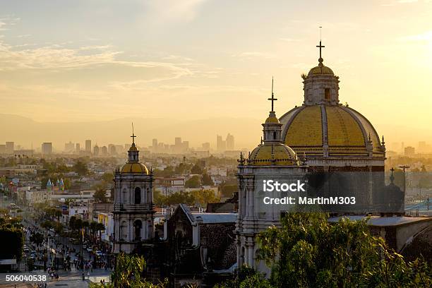 Scenic View At Basilica Of Guadalupe With Mexico City Skyline Stock Photo - Download Image Now
