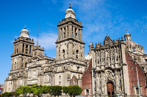 Detail view of Cathedral Metropolitana in Mexico city Detail view of Cathedral Metropolitana in Mexico city, Mexico constitucion photos stock pictures, royalty-free photos & images