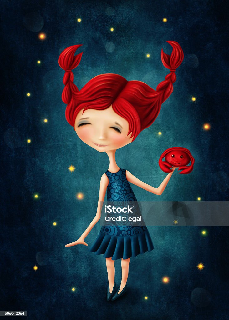 Cancer astrological sign girl Illustration with a cancer astrological sign girl Baby - Human Age stock illustration