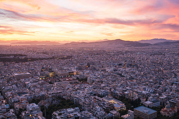 istock Panorama of Athens at sunset 506043474