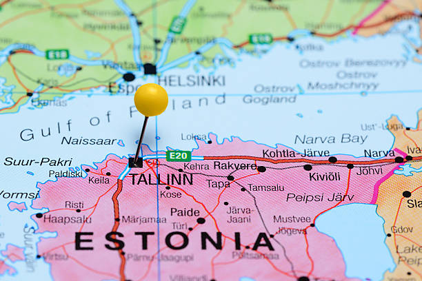 istock Tallin pinned on a map of Estonia 506056794