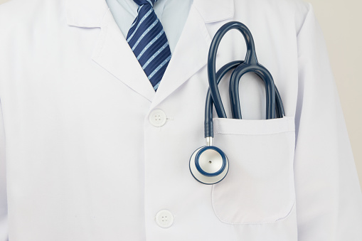 Doctor's stethoscope in his pocket