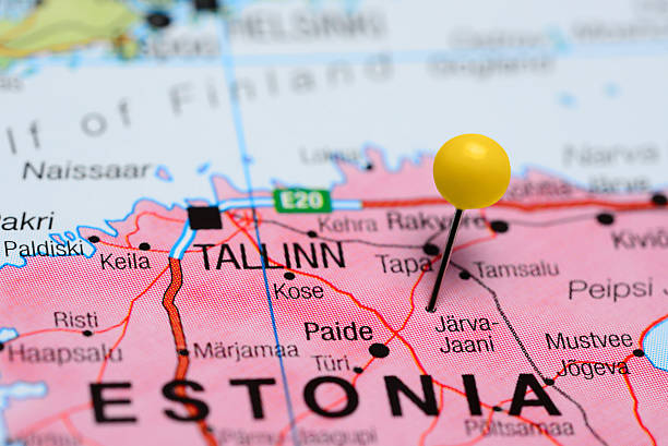 istock Jarva-Jaani pinned on a map of Estonia 506058396