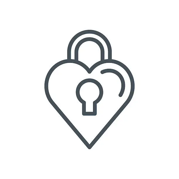 Vector illustration of Heart pad lock icon