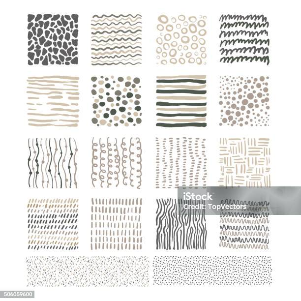 Handdrawn Doodle Textures Black And White Vector Set Stock Illustration - Download Image Now