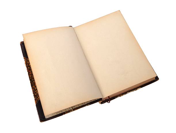 istock Open antique book on a white background 506061026