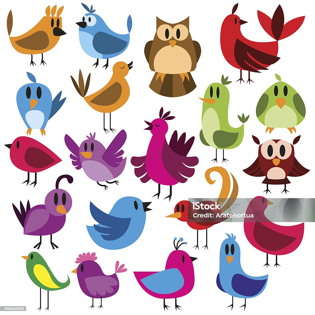Bộ Vector Dễ Thương Của 20 Con Chim Hoạt Hình Hình minh họa Sẵn có ...
