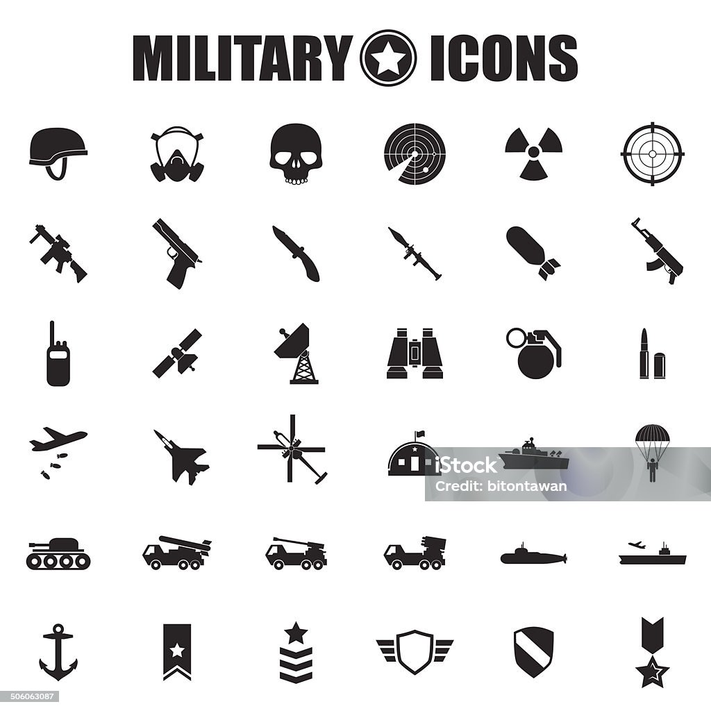 Conjunto de ícones militar - Vetor de Ícone de Computador royalty-free