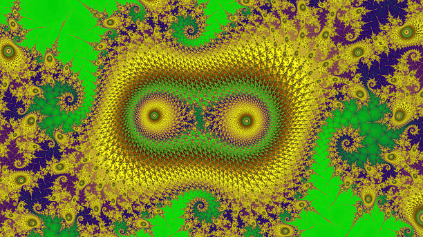 istock Owl eyes with cockerel spirals fractal image 506063532