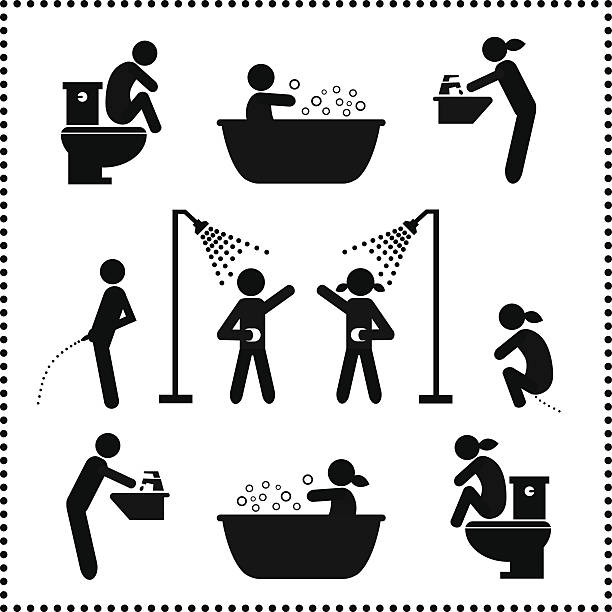 persönliche hygiene symbol - human face washing cleaning body care stock-grafiken, -clipart, -cartoons und -symbole