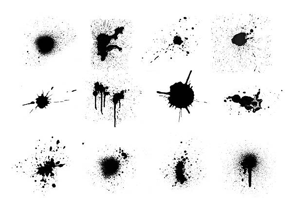 Black ink splashes stock photo