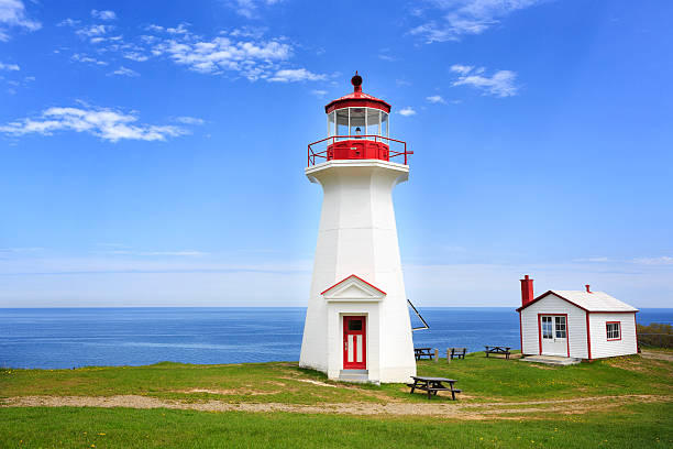 Lighthouse at Cap Gaspe, Forillon National Park, Canada Lighthouse at Cap Gaspe, Forillon National Park, Canada forillon national park stock pictures, royalty-free photos & images
