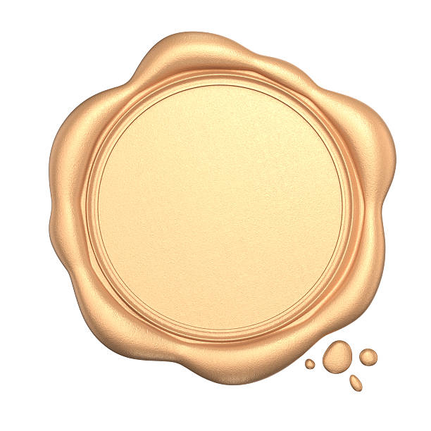 istock Golden wax seal with blank space isolated on white background 506064921