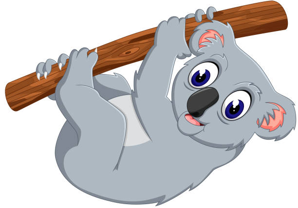 ilustraciones, imágenes clip art, dibujos animados e iconos de stock de osito de peluche de historieta en un árbol koalas - stuffed animal toy koala australia