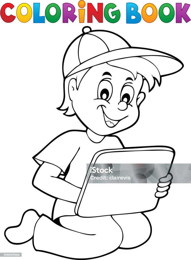 Ilustración de Libro Para Colorear Niño Jugando Con Tableta y más Vectores  Libres de Derechos de Agarrar - Agarrar, Aprender, Arte - iStock