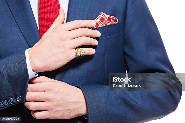 Male Elegance Businessman Wearing Navy Blue Suit Stock Photo - Download Image Now - Ring - Jewelry, Fashion Model, Dollar Sign