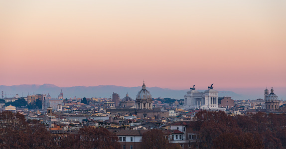 Rome from Gianicolo panorama at sunset