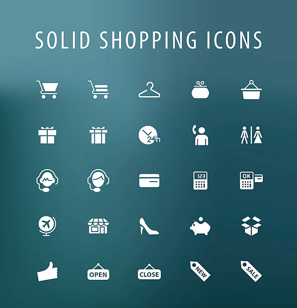 шоппинг иконки. - information sign shopping cart web address sign stock illustrations