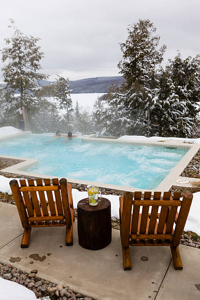 istock Two Wooden Chairs Near a Pool 506101235