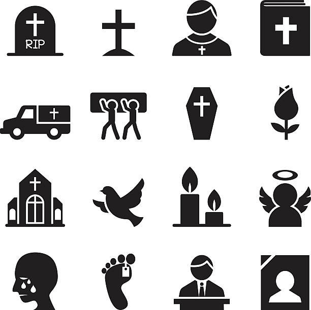 funeral, burial icon - anıt stock illustrations