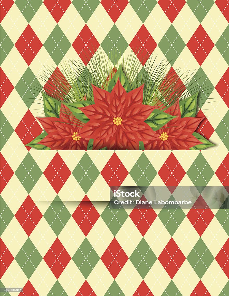 Рисунок ретро Рождественская открытка с Пуансеттия цветы - Векторная графика 2014 роялти-фри