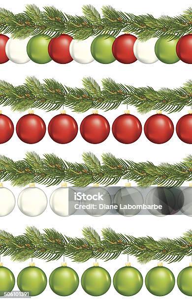 Set Di Decorazione Di Natale Ripetere Frontiere - Immagini vettoriali stock e altre immagini di 2014 - 2014, Albero, Albero di natale