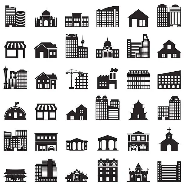 Vector illustration of building icons set