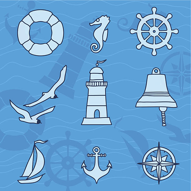 ilustrações de stock, clip art, desenhos animados e ícones de padrão com elementos náuticos - drawing compass compass rose direction sea