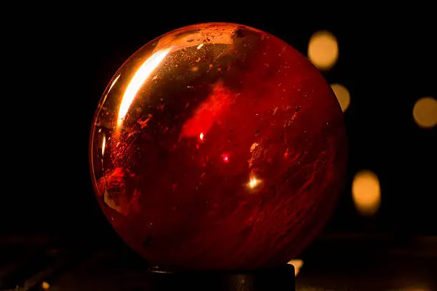 Red ball glass sphere  look like Mars
