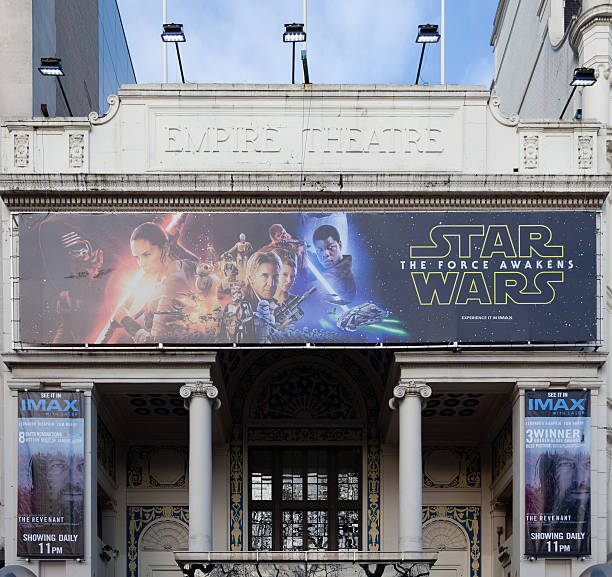 Empire Theatre showing Star Wars VII stock photo