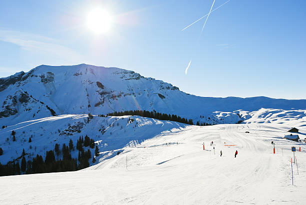 istock downhill skiing on snow slopes in sunny day 506103831
