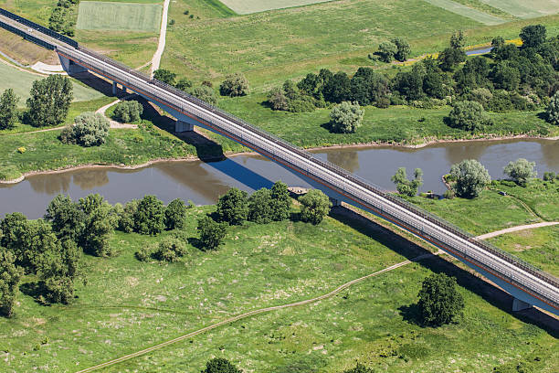 vista aérea de la odra al río - odra river fotografías e imágenes de stock