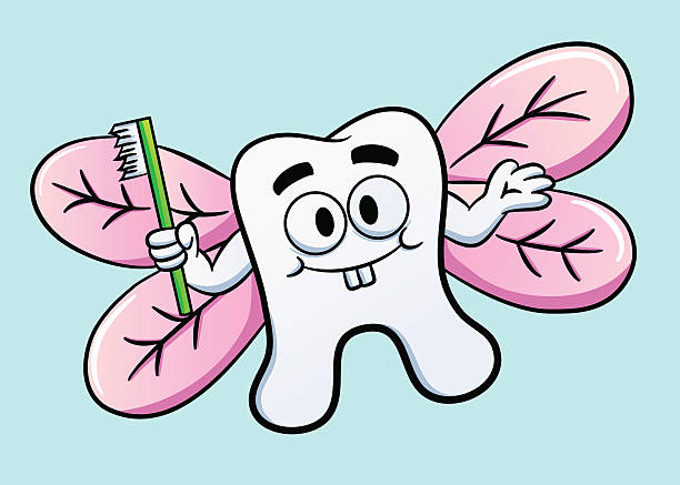 tooth wróżka - human teeth fairy cartoon toothbrush stock illustrations