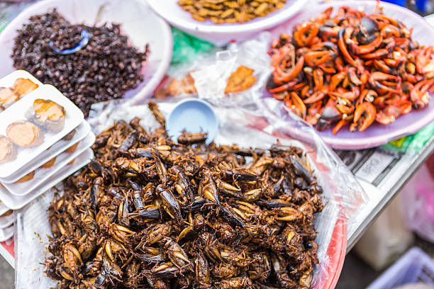 istock Bug fried in street market's Thailand 506106344