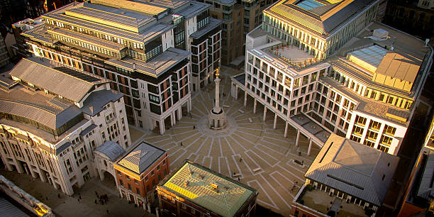 Paternoster Square Aerial view of buildings at Paternoster Square, London, England paternoster square stock pictures, royalty-free photos & images