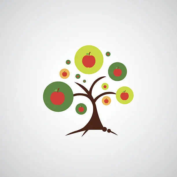 Vector illustration of apple tree