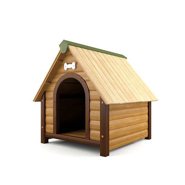 Wooden dog house stock photo