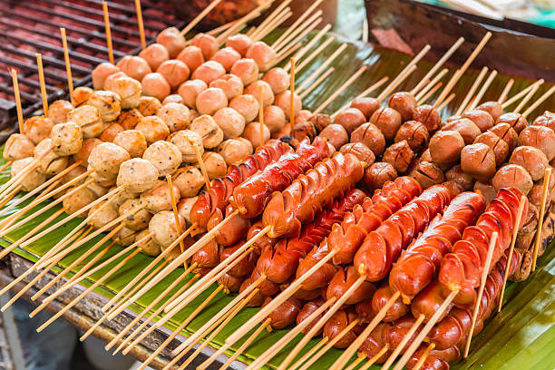 istock sausage and pork ball grilled 506117856