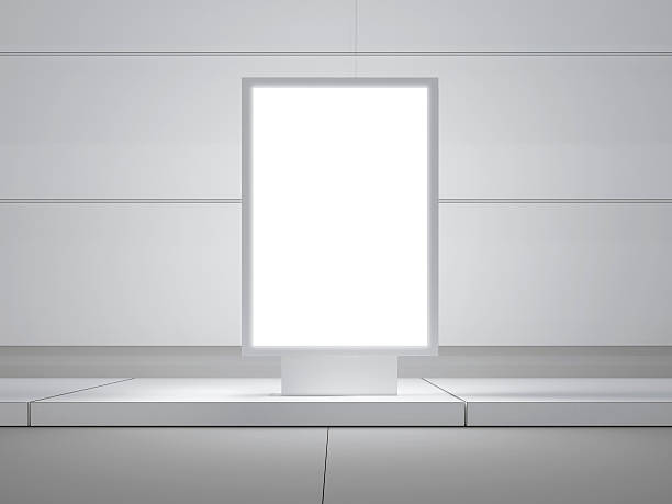istock White lightbox on the empty street, center. Modern buildings in 506118462