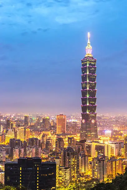 Taipei, Taiwan skylines building at dusk