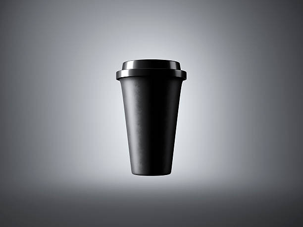 istock Black paper cup on the gray background. 3d rendering 506119286