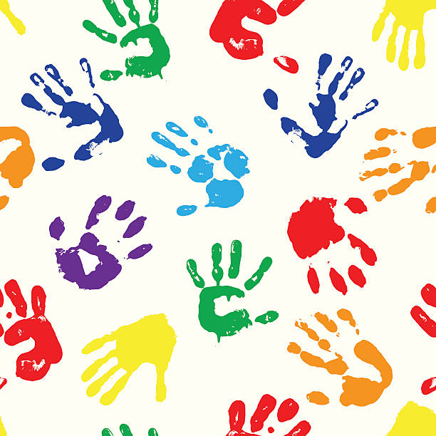 rainbow fingerprints EPS 10 vector multicolored  fingerprints with the colors of rainbow. handprint stock illustrations