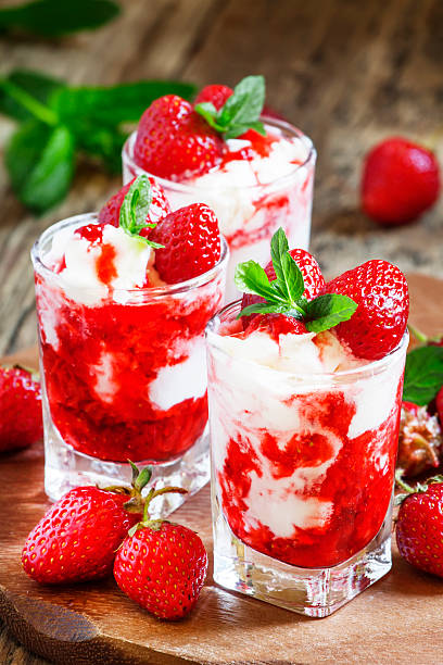 istock Vanilla ice cream with wild strawberry and mint 506120920