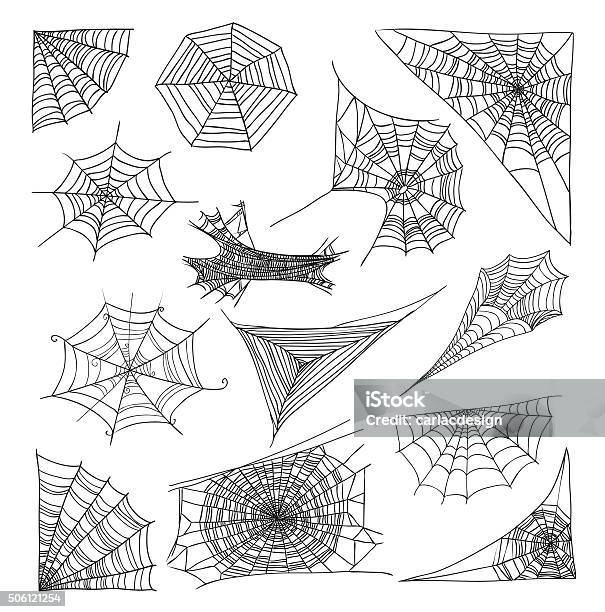 Spider Web Set Vector Illustration Stock Illustration - Download Image Now - Spider Web, Spider, Animal