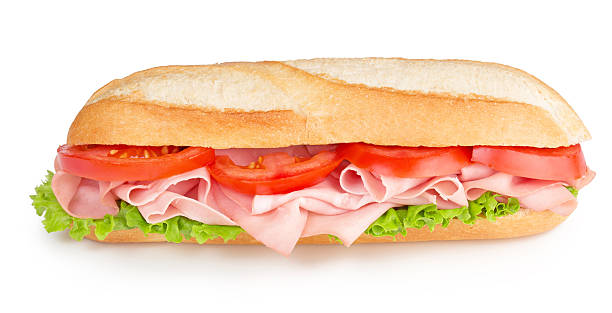 sanduíche com presunto, tomate e alface - sandwich turkey cold meat - fotografias e filmes do acervo